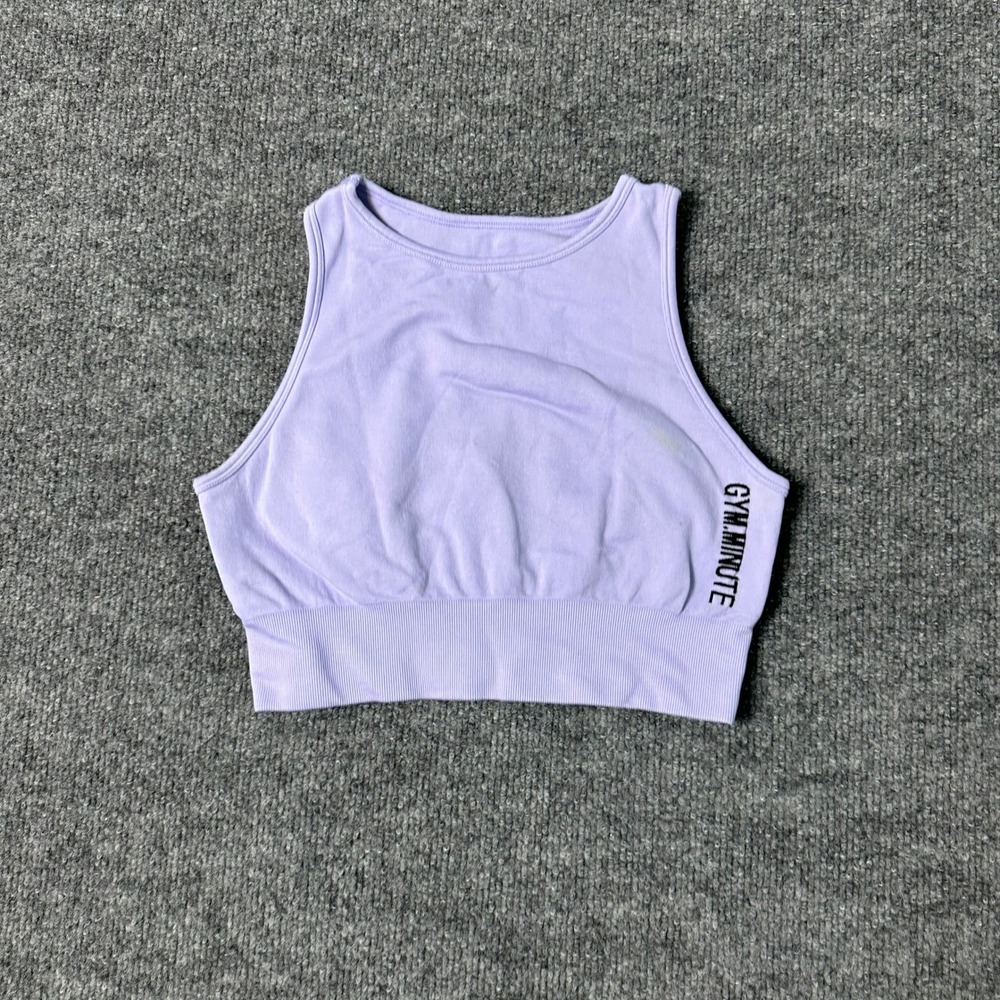 Gym.Minute Crop Top Womens Size S Purple Ribbed Sleeveless Athletic Gym Workout